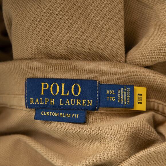 Polo Ralph Lauren Men Cotton Custom Slim Fit Mesh Polo Shirt Tan/Cream Size XXL - Picture 6 of 7